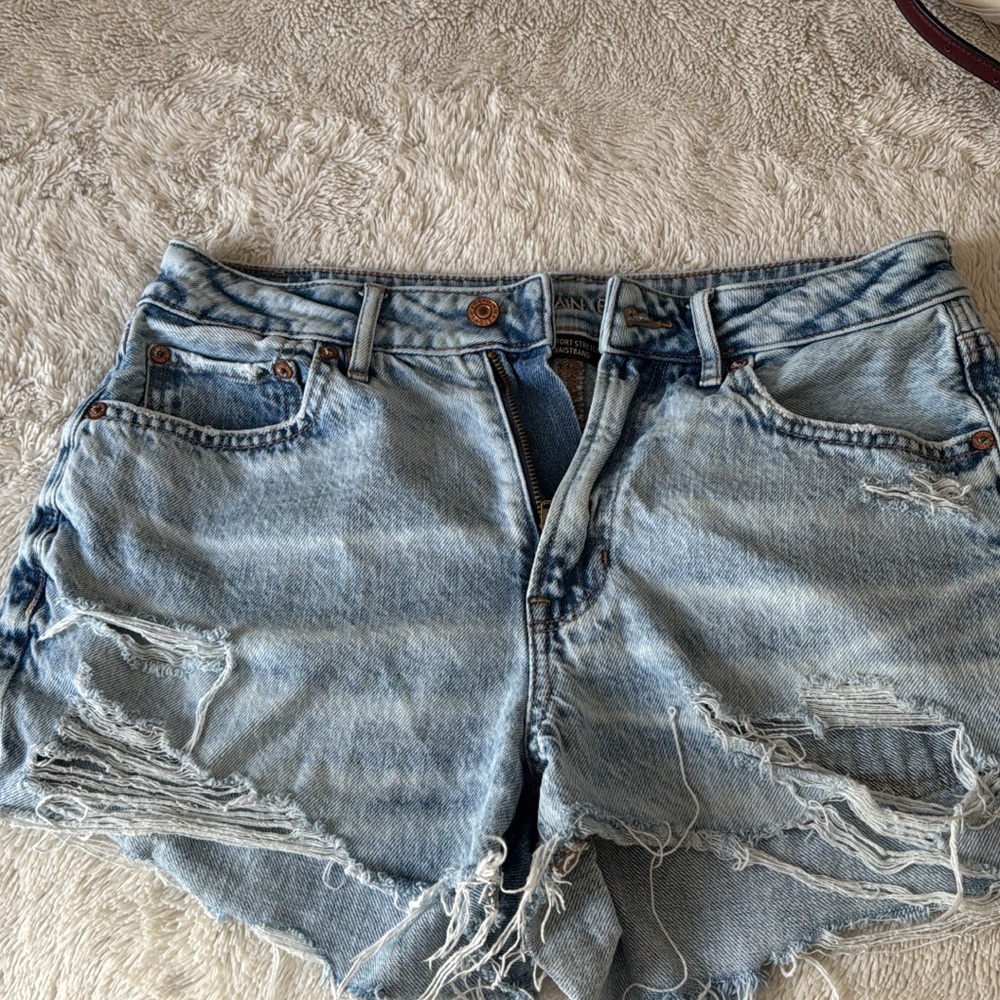 American Eagle Outfitters Light Blue Distressed Jean Shorts